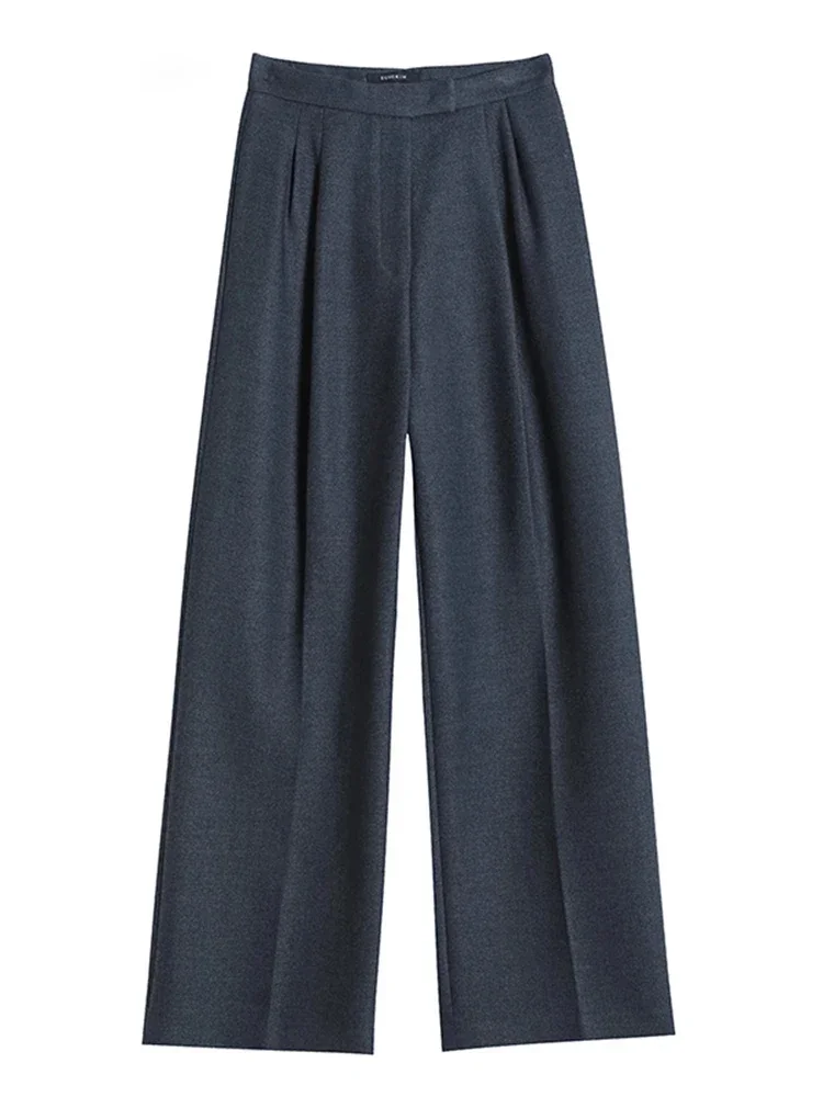Autumn Office Fashion Women's High Waist Loose Wide Pants Solid Color Leisure Lady Slim Fit Straight Leg Trousers