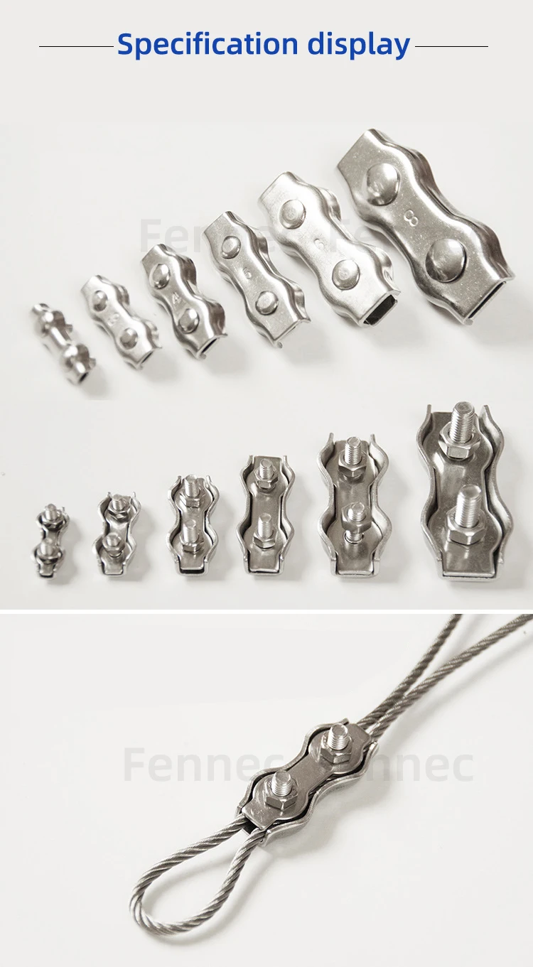 Morsetti Per Cavo In Acciaio INOX 304 M8 | 10 Pezzi Per Funi E Sartiame - Antiscivolo