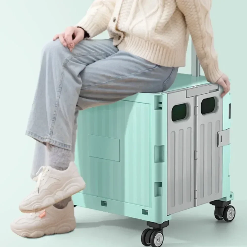 Lightweight Brushed Trolley Folding Shopping Cart Express Foldable Shopping Cart Climbing Stairs Home Hand Pull Large Capacity