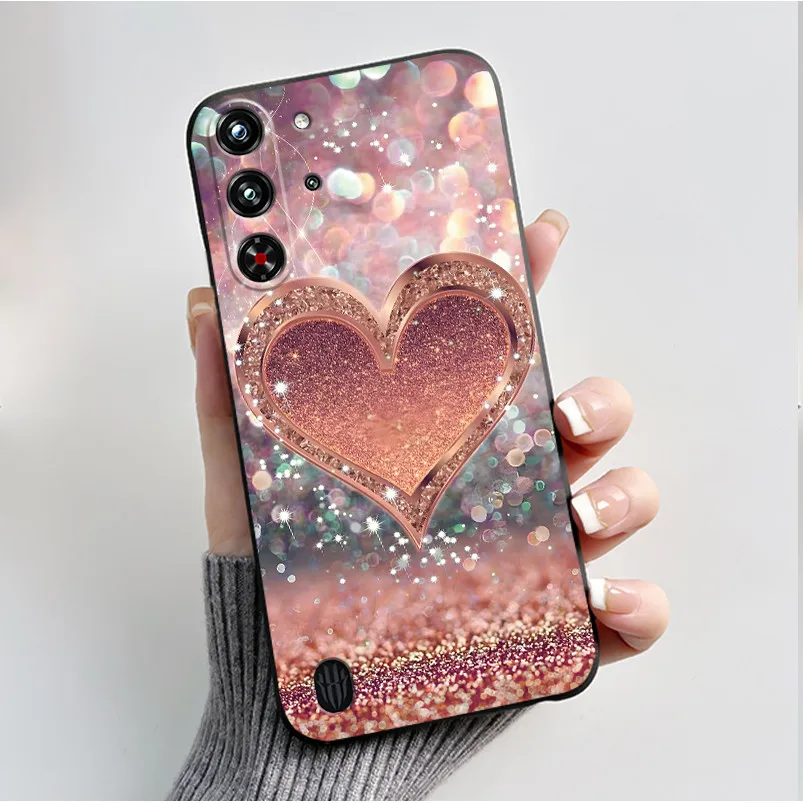 Soft Silicone Black Shell with Cute Flower Design - Protective Case