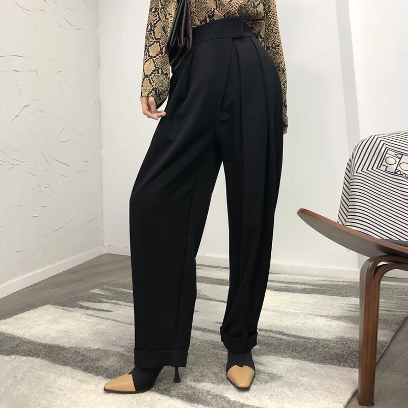 Women's Black Casual Harem Trousers Women High Waist Loose Wide Leg Pants Women 2023 Spring Korean Fashion Streetwear Women