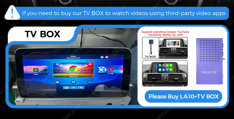 MEKEDE OEM Upgrade HDMI IN TV Box Wireless Carplay Android Auto für BMW 1/2/3/5/7 Serie X1 X3 X4 X5 X6 unterstützt Netflix YouTube – Detail 17