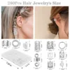290Pcs Silver Gold Hair Beads Jewelry Braid Accessories Hair Clips Dreadlocks Braiding Braid Cuffs Metal Hair Rings Charms 5