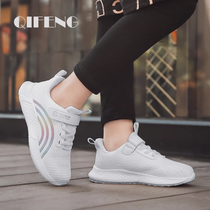 Cute Girls Casual Shoes White Mesh Sneakers Student Kids Summer