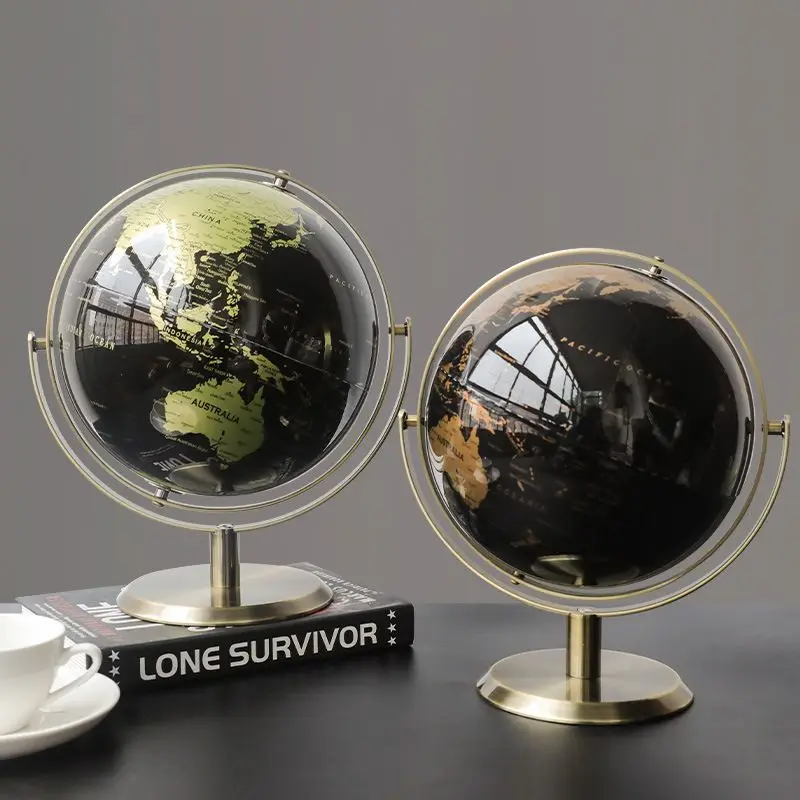 

World Globe Figurines for Interior Retro World Globe Decoration Terrestrial Globe Geography Office Desk Accessories Gifts