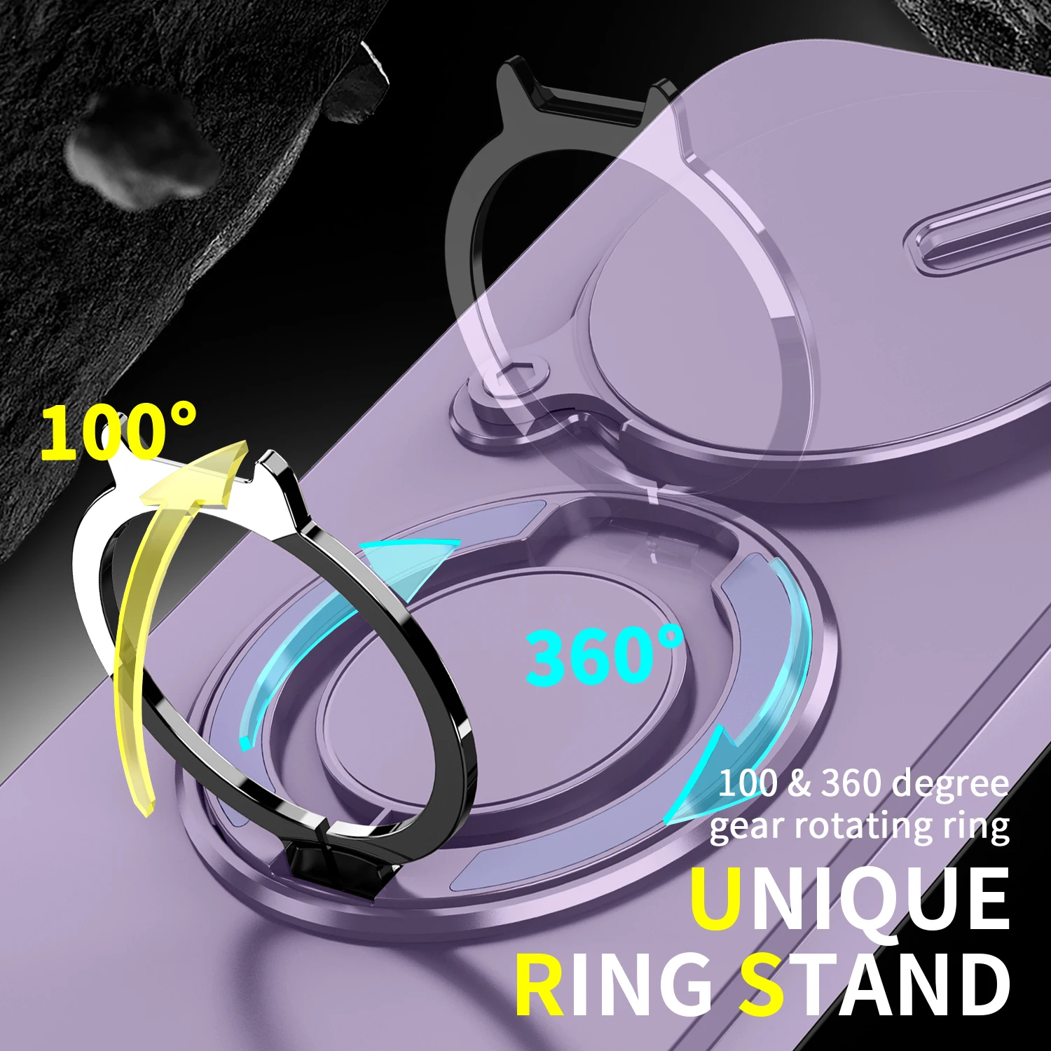 Magnetic Rotating Bracket Phone Case with Sliding Window and Anti-Fall Protection