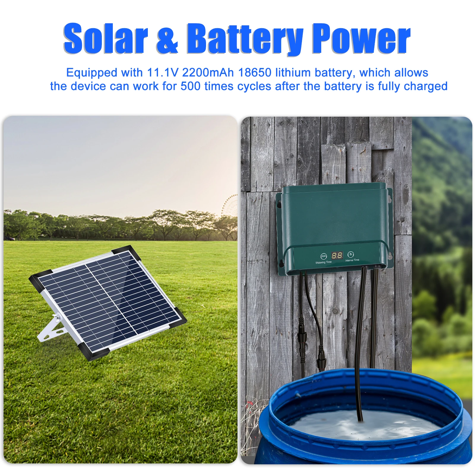 Solar Automatic Drip Irrigation Kit 30 Watering Modes 7 Timing Modes 32.8FT Automatic Watering Irrigation System for 50 Plants - 2