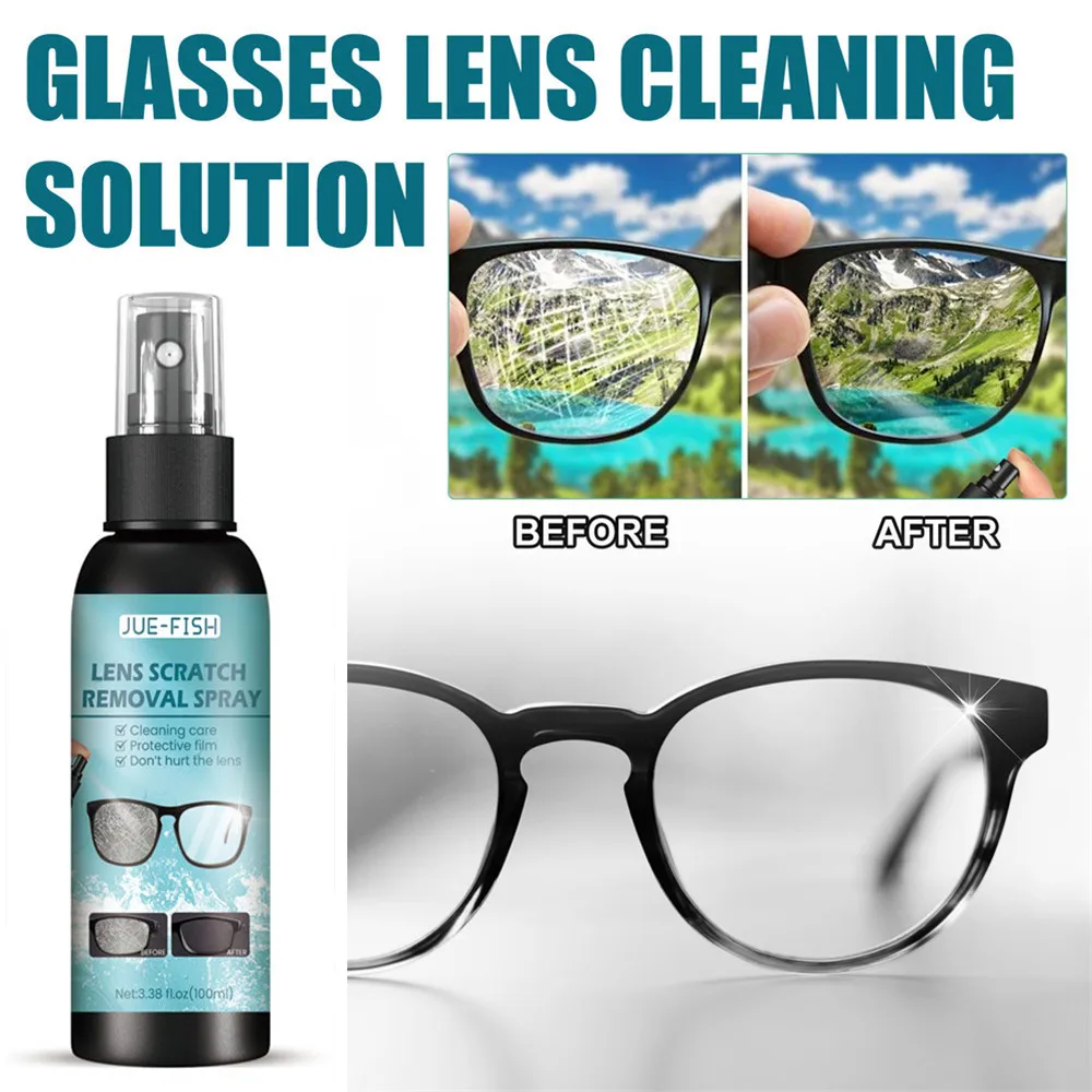 

100ml Glasses Cleaner Eyeglass Scratch Removing Spray Sunglasses Cleaning Solution Spray Bottle Supplies Eyewear Accessories