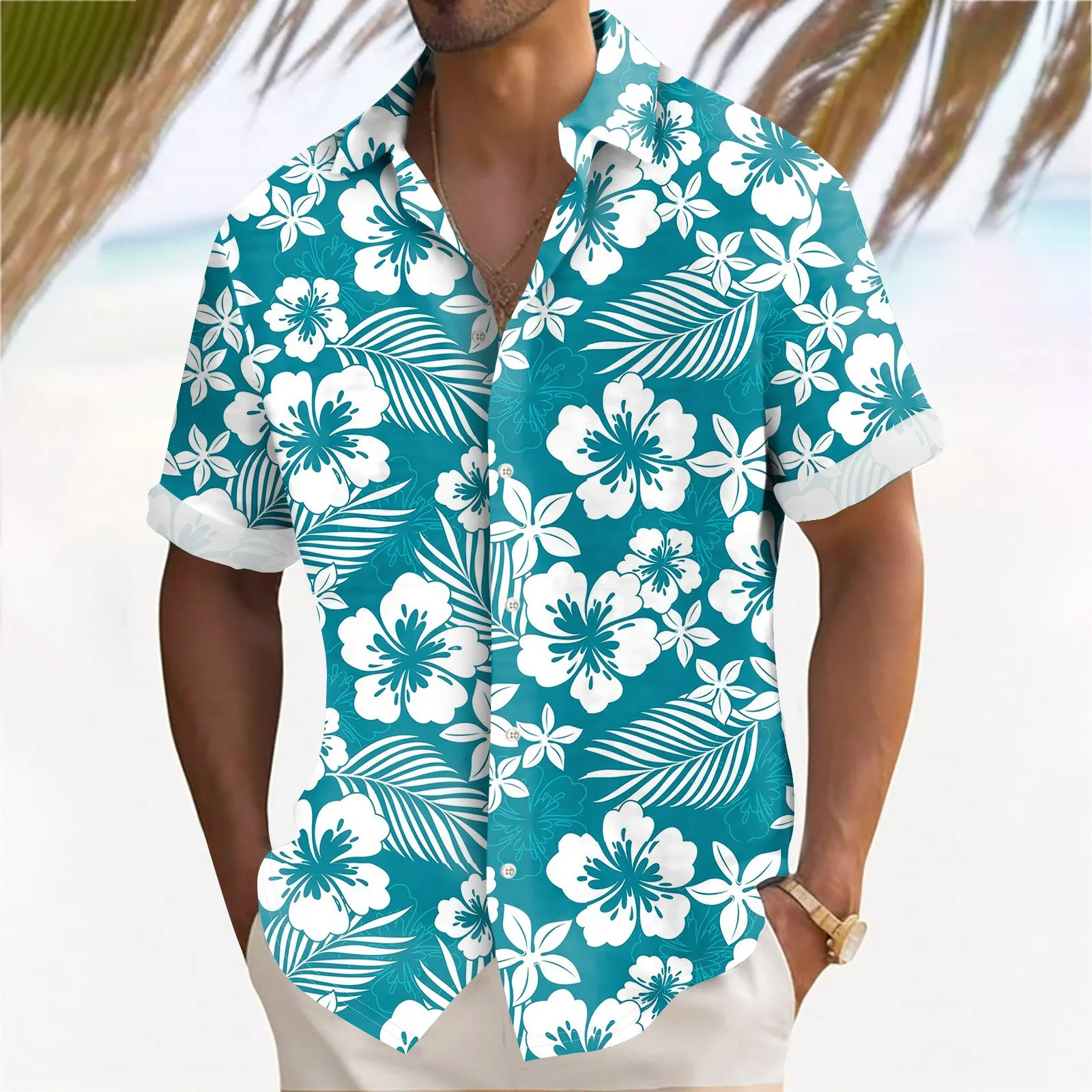 Camisa Hawaiana Para Hombre Manga Corta Con Estampado Floral Ligera Y  Casual Para Verano
