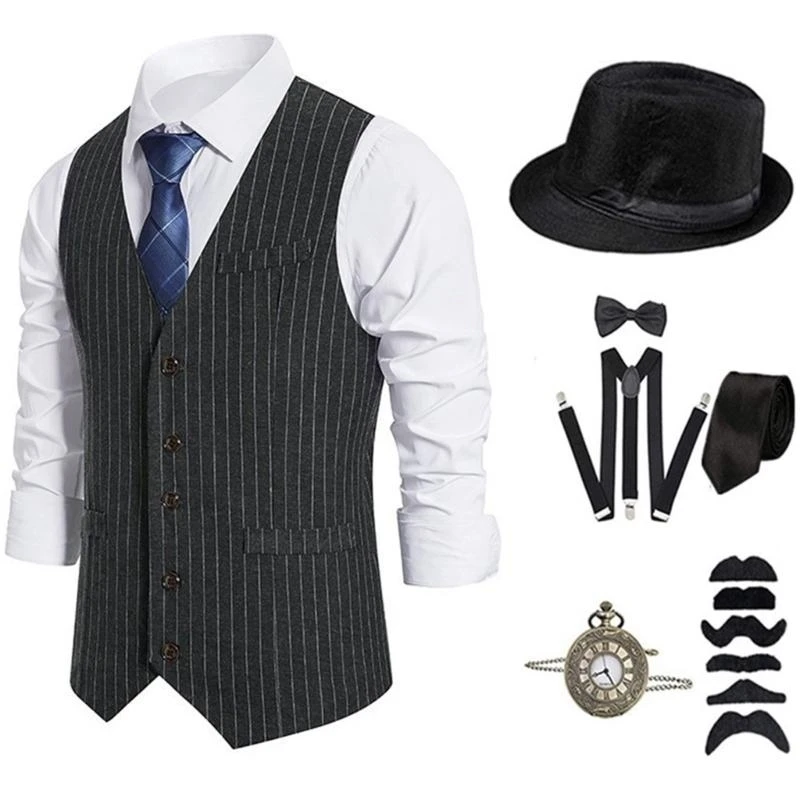 39BD 1920s Mens Costume,Roaring 20s Costumes Accessories Halloween Cosplay Costume - 3