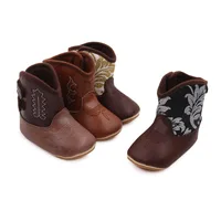 Boys Baby Girls Baby Winter Boots Soft Bottom Non-slip Baby Foreign-style Western Cowboy Leather Boots Baby Shoes 5