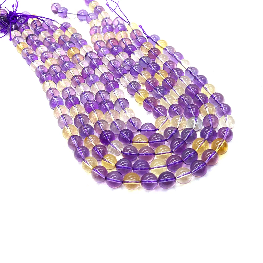 

Natural Stone Beads Amethyst Citrine Yellow Crystal Quartz 6/8/10 mm Round Loose Beads for Jewelry Making DIY Bracelet Necklace