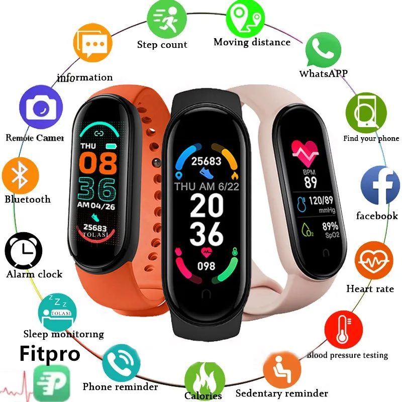 M6 Smart Watch Men Women Fitness Sports Smart Band Fitpro