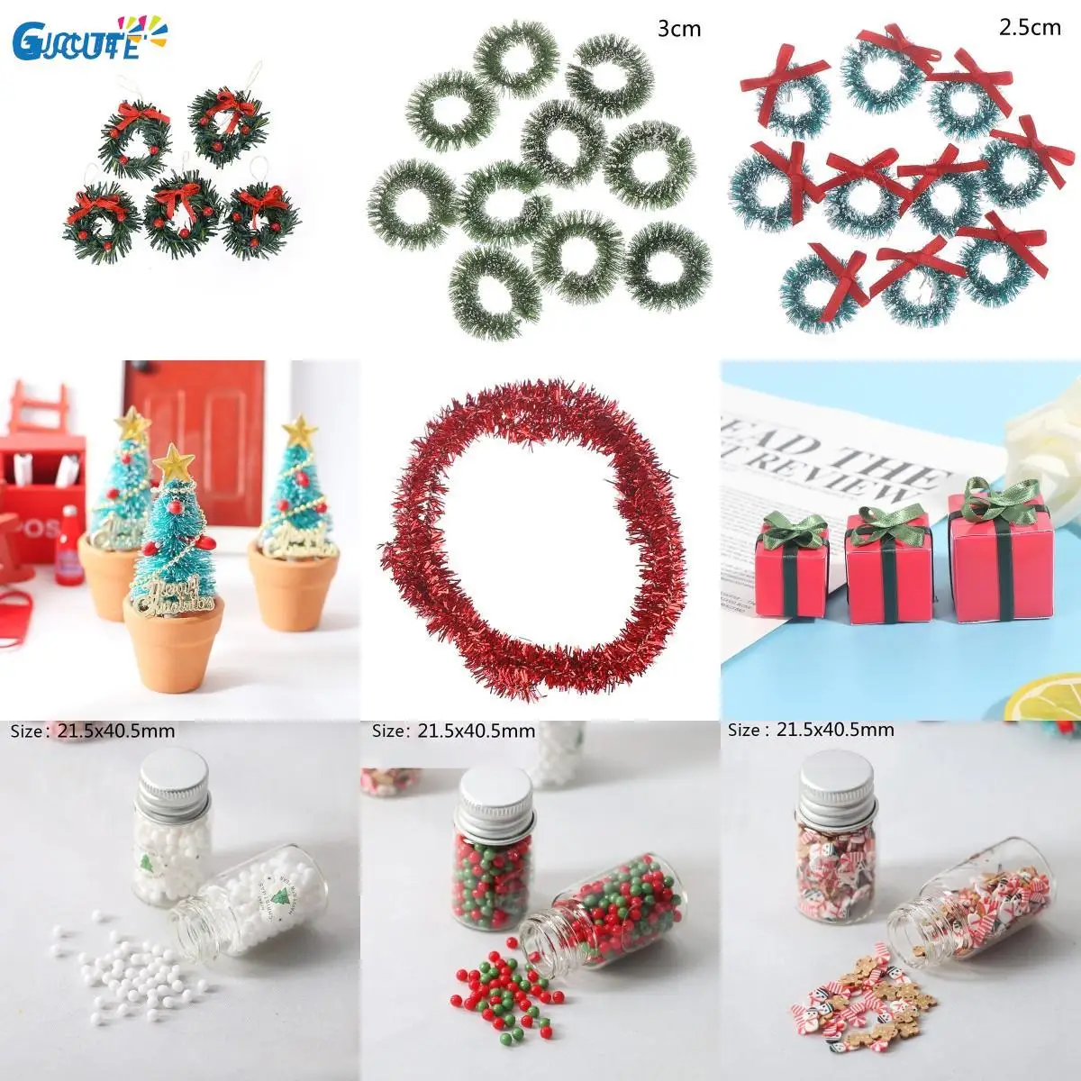 

Christmas Wreaths Miniature Fairy Garden Home Decoration Mini Craft Dollhouse Micro Decor DIY Gift Dollhouse Decor