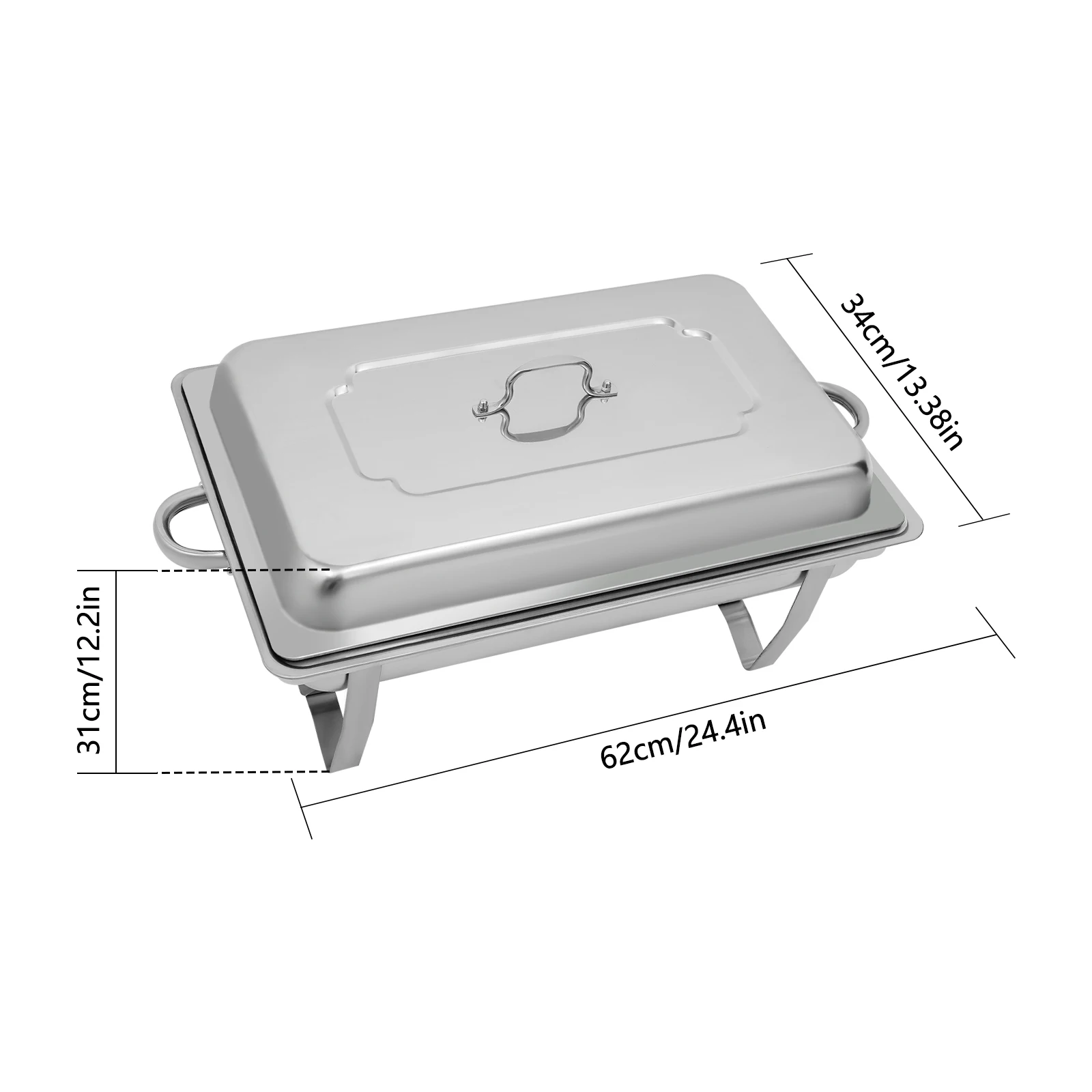 Speisenwärmer aus Edelstahl, 9 l Chafing Dish Warming Container Speisenwärmer Wärmebehälter Hotel-Buffetwärmer mit klappbarem Rahmen – Detail 4