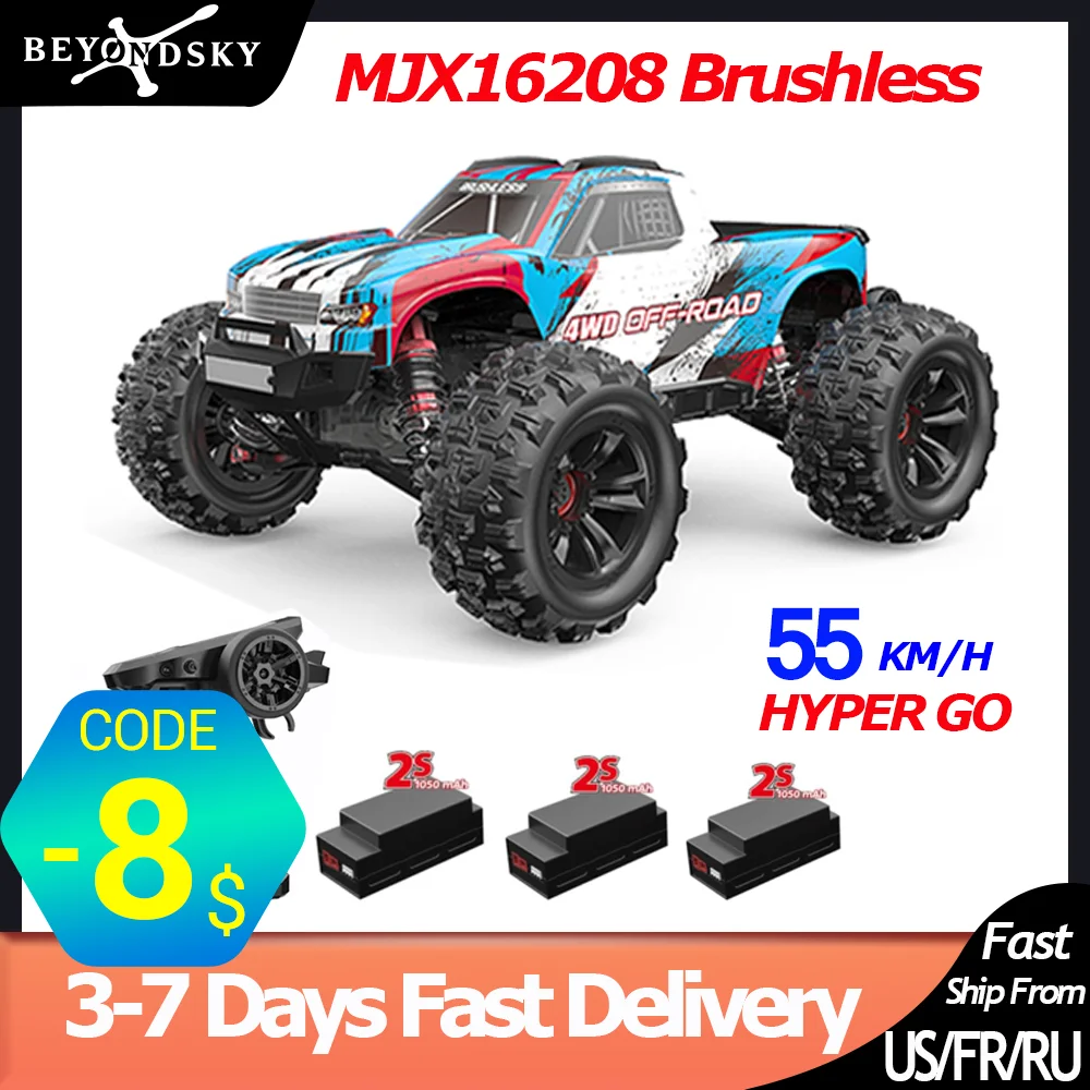 

MJX 16207 16208 1/16 RC Car Hyper Go 70KM/H Brushless 4WD Racing Car Electric Off-Road Remote Control Truck RC Toy