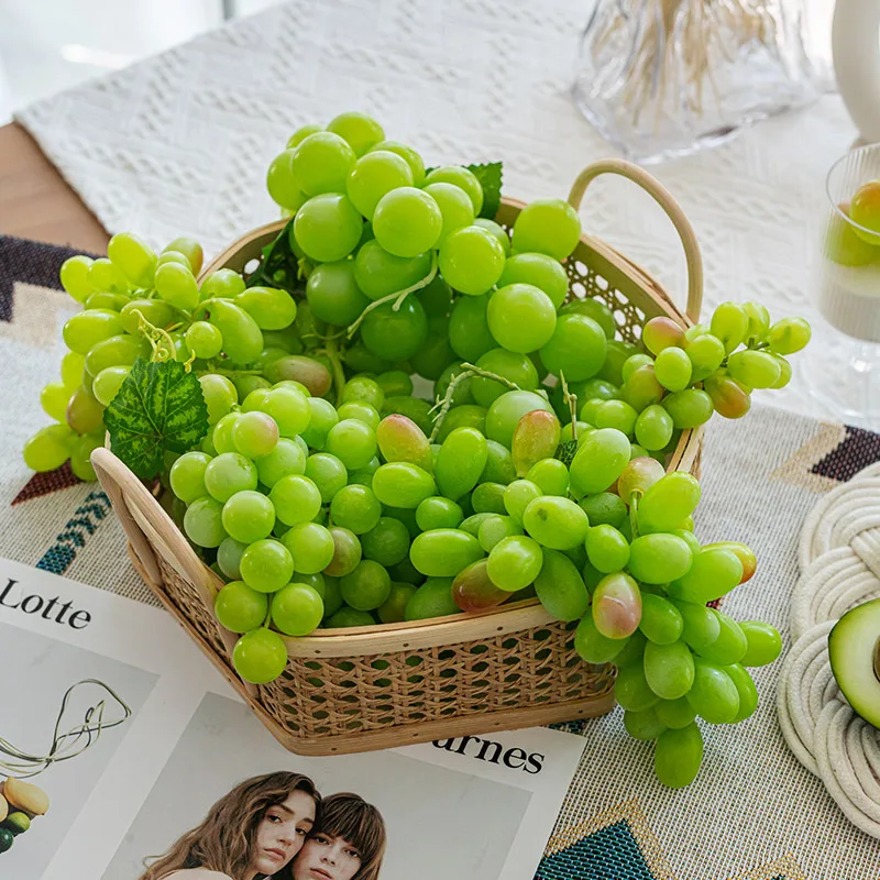 36/85Heads Simulation Grapes String Model Lifelike Fake Fruits Green Grapes Photography Props for Wedding Party Holiday Ornament artificial fruits and vegetables artificial grapes