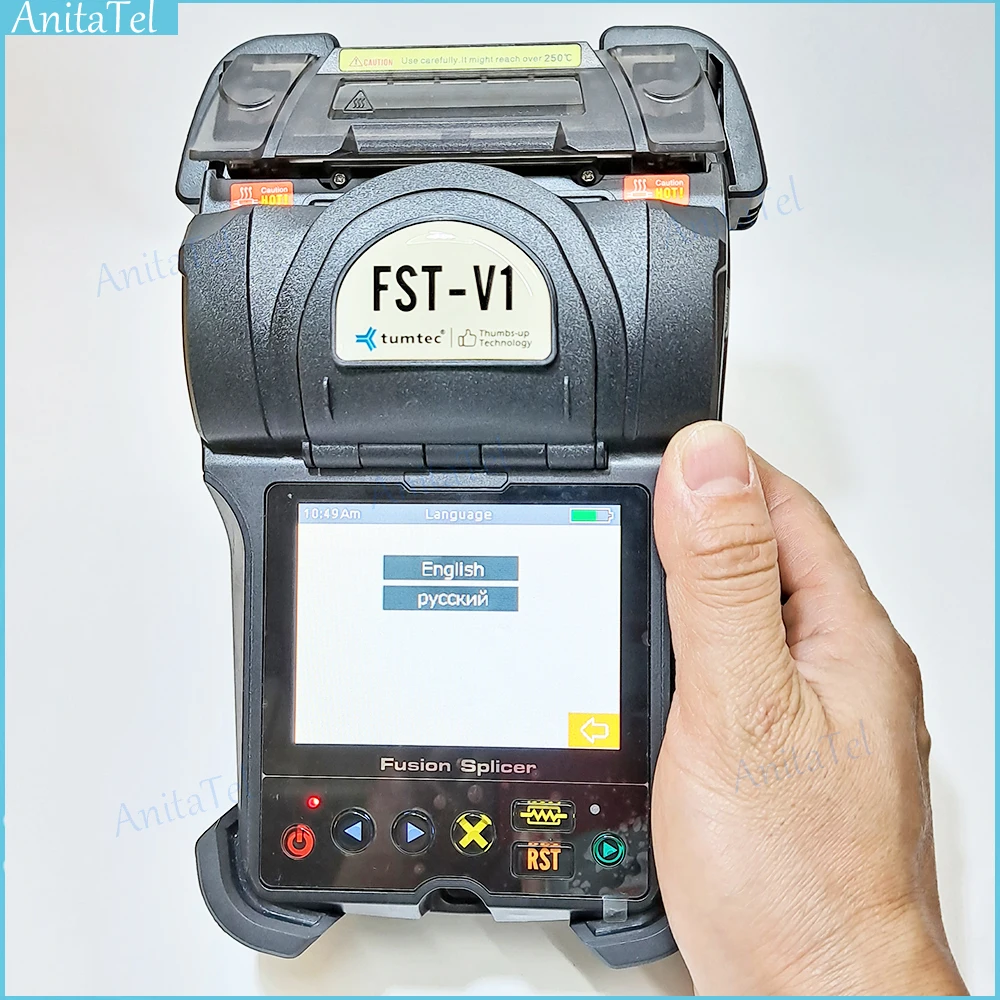 Tumtec Fst-V1 3.5 'Lcd Fusion Splicer Lavoro Portatile Con Risoluzione Dell'Altezza Mini Screen Touch Ftth Cctv Fiber Welding Splice