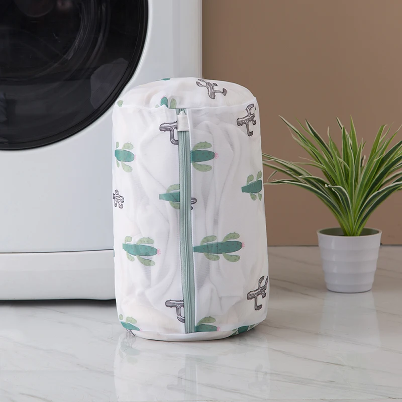 Laundry Wash Bags Print Cactus Portable Zipper Washing Bags Household Basket Dirty Clothes Organizer Foldable Anti-deformation 6