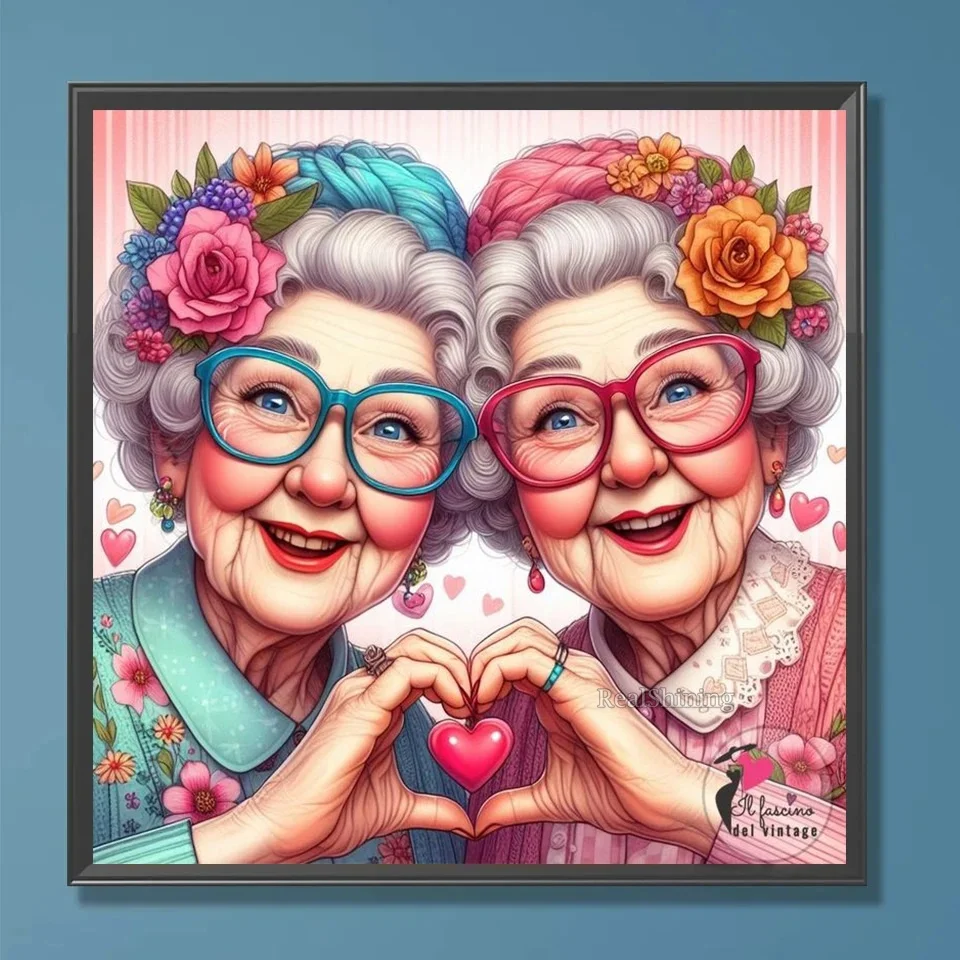 YSCOLOR Diamond Painting Kit 5D Fai Da Te, Formato 30x40cm, Con Cuore E Fiori, Happy Mother's Day, Per Adulti, Tela Adesiva Inclusa
