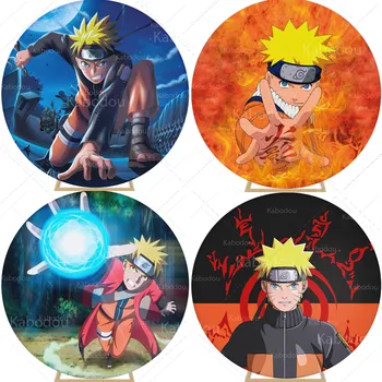 나루토 원형 배경 어린이 생일 파티 사진 배경 베이비 샤워 장식, 원형 포스터 스튜디오 소품