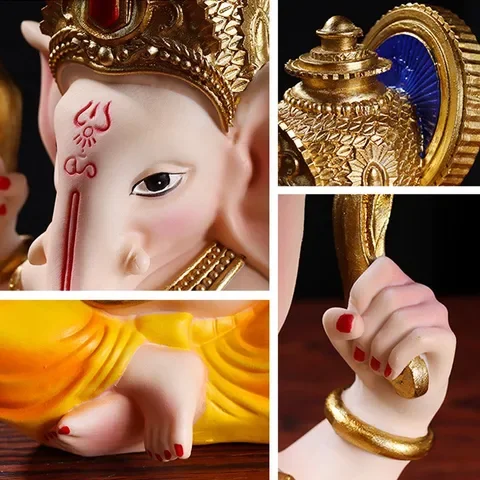 

God Hindu Elephant Buddha Sculpture Statue Ganesha Vilead Figurines Meditation Yoga Decoration Living Room Bedroom Office Home
