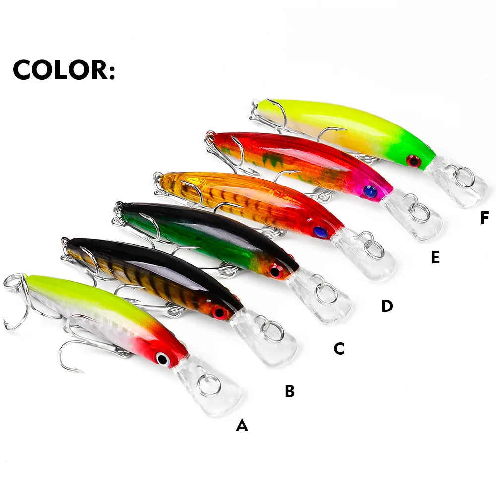 

PROBEROS 1pcs Fishing Lure Set 7CM 3.3g Hard Artificial Minnow Lures 6 Color Crankbait Fishing Baits #8 Treble Hook dw1327