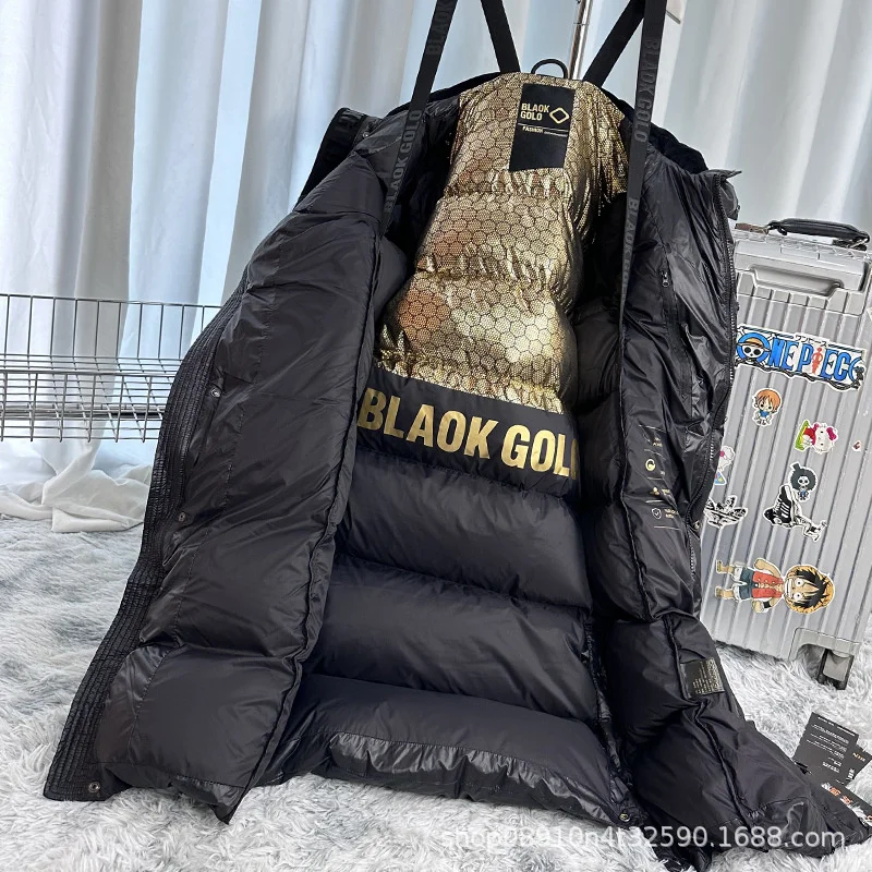 

Black gold goose down jacket, unisex fashion trend, new thickened down jacket, 2023 winter