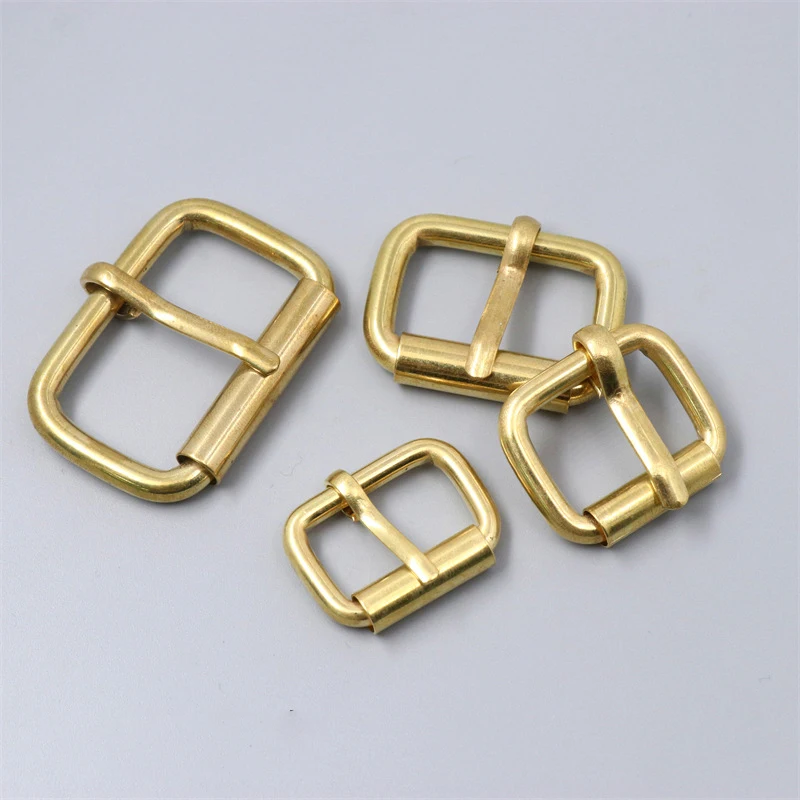 1 piece Brass Roller Buckle Heel Bar Buckle Adjustable Square Ring Pin buckle for Leather Craft Bag parts Strap Accessories