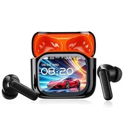 Wireless Bluetooth Noise - Cancelling Sports Earbuds with LED Touch Screen (Black Orange)