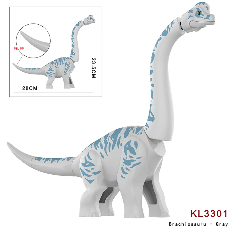 MOC Jurassic Dino World Grey brachiosaurus Building Kits Bolcks Bricks Dinosaurs Park figures Toys kids gifts 3