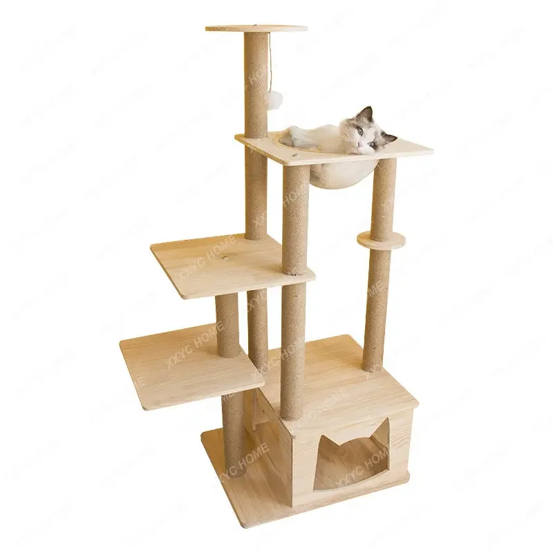 Solid Wood Cat Climbing Frame Small Imported Wood Pet Rack Tongtianzhu Space Capsule Cat Nest Climbing Frame Integra