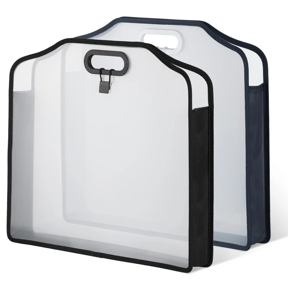 2pcs Thickened A3 Art Portfolio With Handles 3d Transparent File Bag Container Large-capacity Album Storage Pouch Dropship