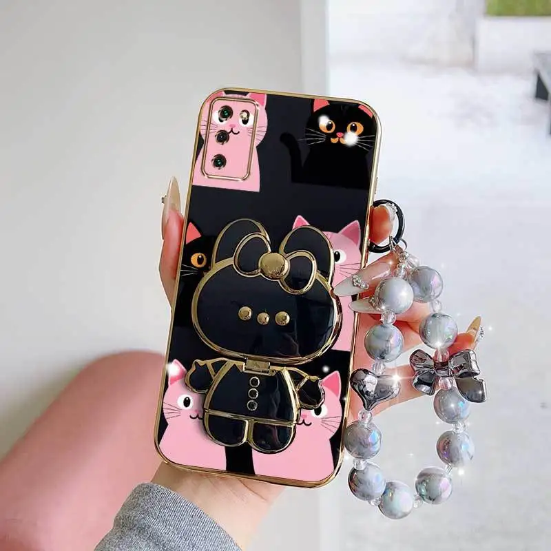 Lovely Heart Phone Case Set with Lanyard and Rabbit Stand