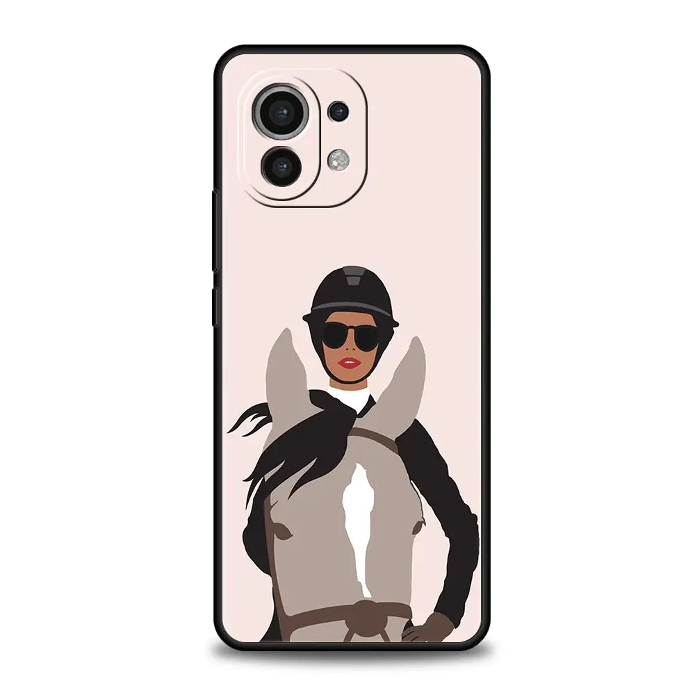Soft Cover Phone Case with Galloping Horse Girl Artwork