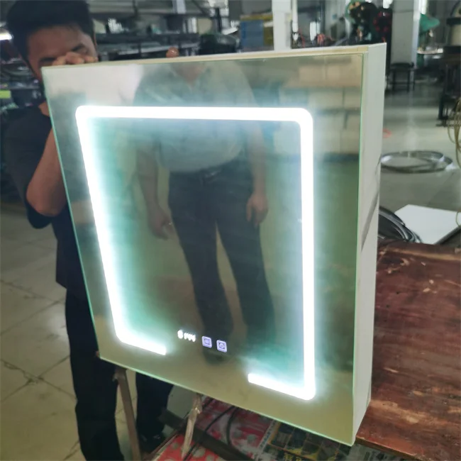 Smart LED Light Toilet Mirror Cabinet Bathroom Mirror Cabinet Single Door With IP44 Waterproof Anti-fog Function