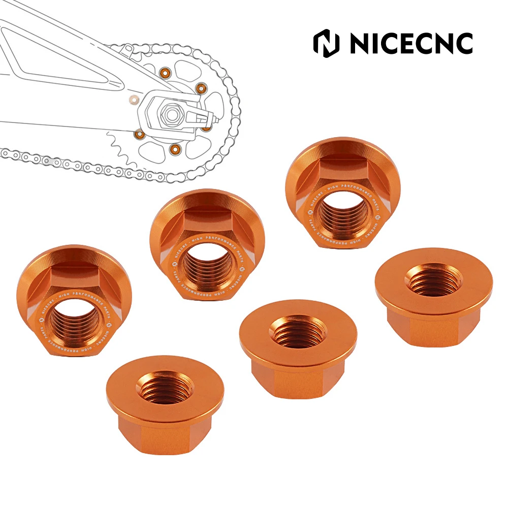 

6pcs Aluminum M10x1.25mm Sprocket Nuts for KTM 1290 Super Duke /GT 2014-2022 2021 2020 2019 1290 Super Duke R Sprocket Screws