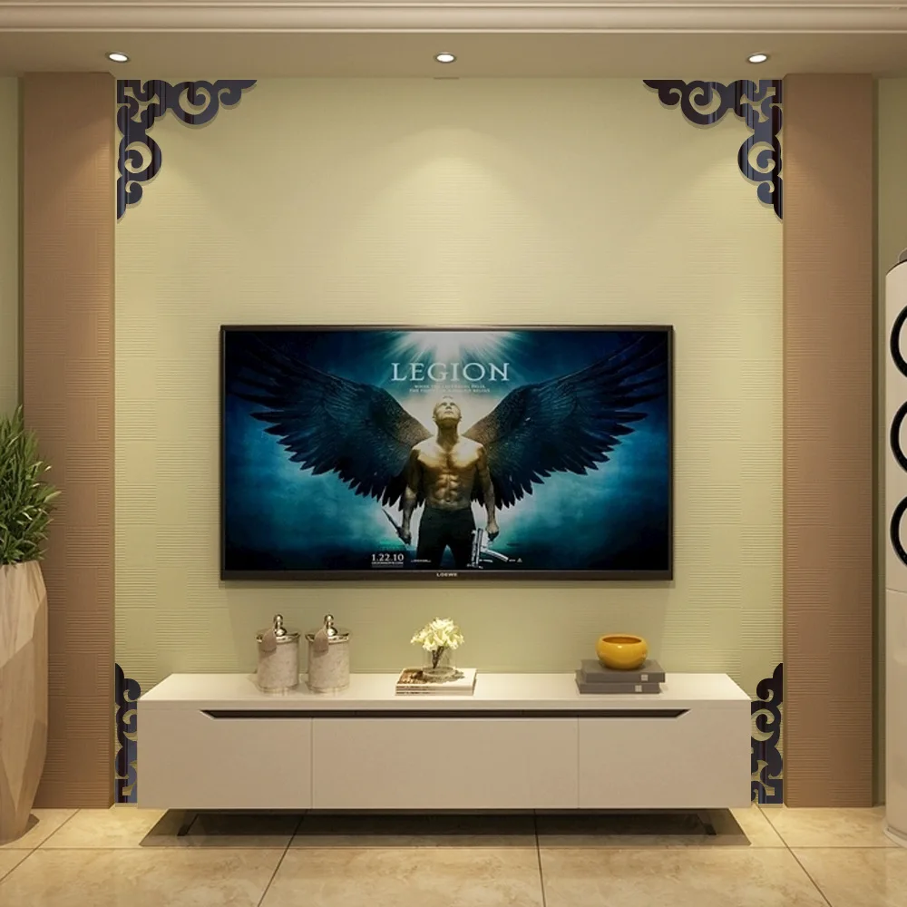 Description Picture 5 of item4 Pcs 3D Acrylic Mirror Stickers Wallpaper Self-adhesive Mirror Stickers Cabinet Corner Decoration Stickers Furniture Decoration
