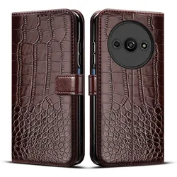 Elegant Leather Wallet Flip Cover with Full Protection and Magnetic Closure for Redmi A3 (Brown)