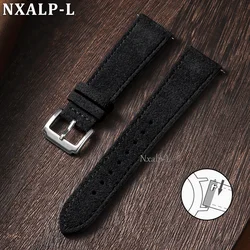 Elegant and Durable Suede Cowhide Leather Watch Strap with Quick Release Clasp - 22mm (Black)