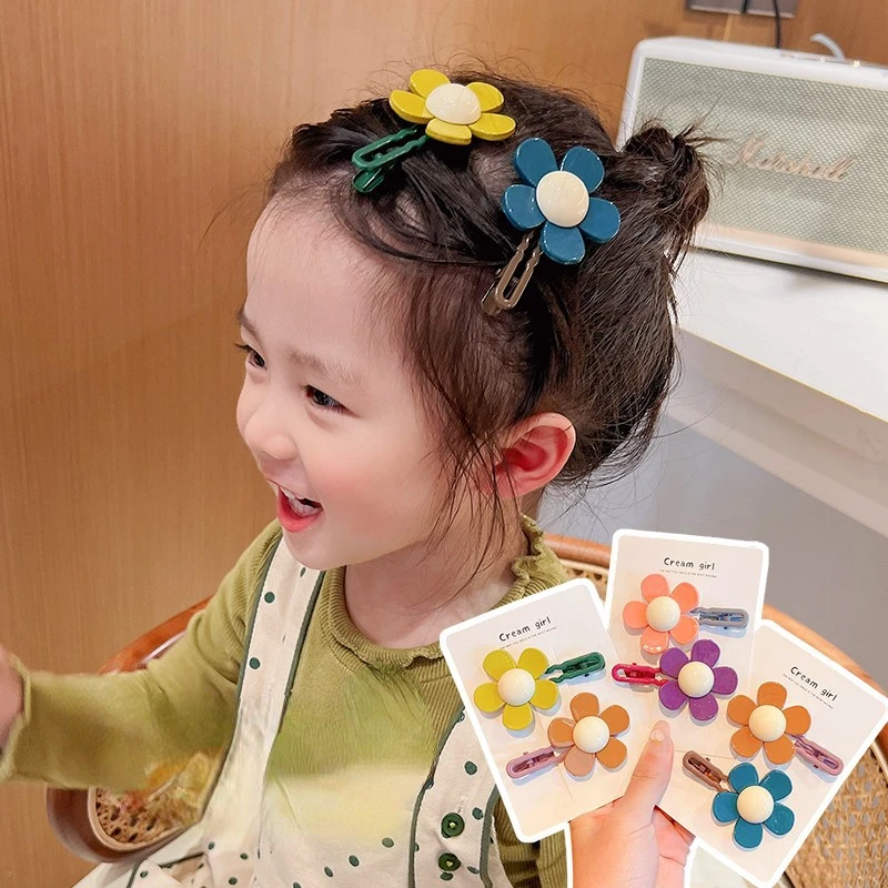 

2pcs Cute Big Flower Children Bangs Hair Clip Flower Hairpin Hair Clip Girl Princess Hairpin Kids Baby Children Hair Accessories