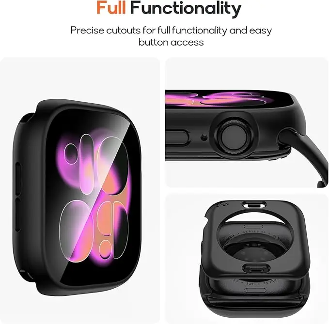 Universal 3-in-1 Waterproof Smartwatch Protective Case with 360° Coverage and PC Bumper