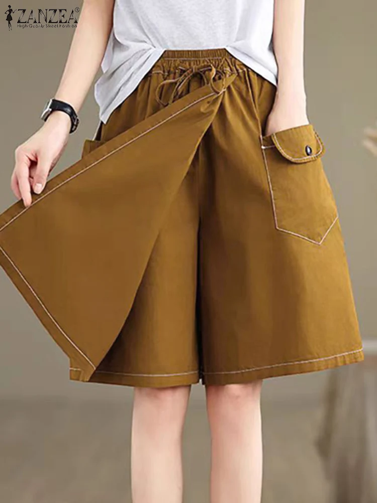 Women Elastic Waist Summer Shorts Skirts