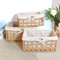 Fabric Lining Storage Basket Imitation Rattan Weaving Desktop Sorting Cosmetics Sundries Toy Storage Basket Cabinet Organizer 2