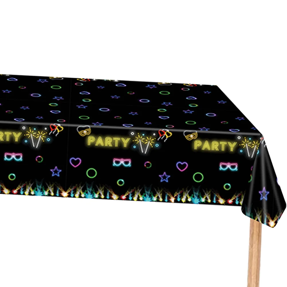 

Glow Party Table Covers Neon Party Tablecloths Disposable Plastic Glow Cloth Birthday Party Black Light Party Supplies