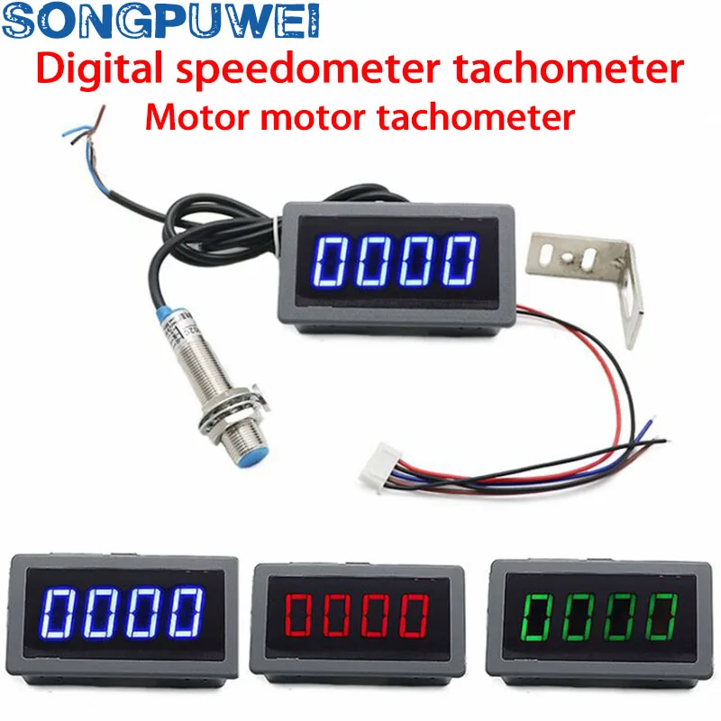 DIGITEN 4 Tacómetros LED Digitales Azules RPM Medidor De Velocidad