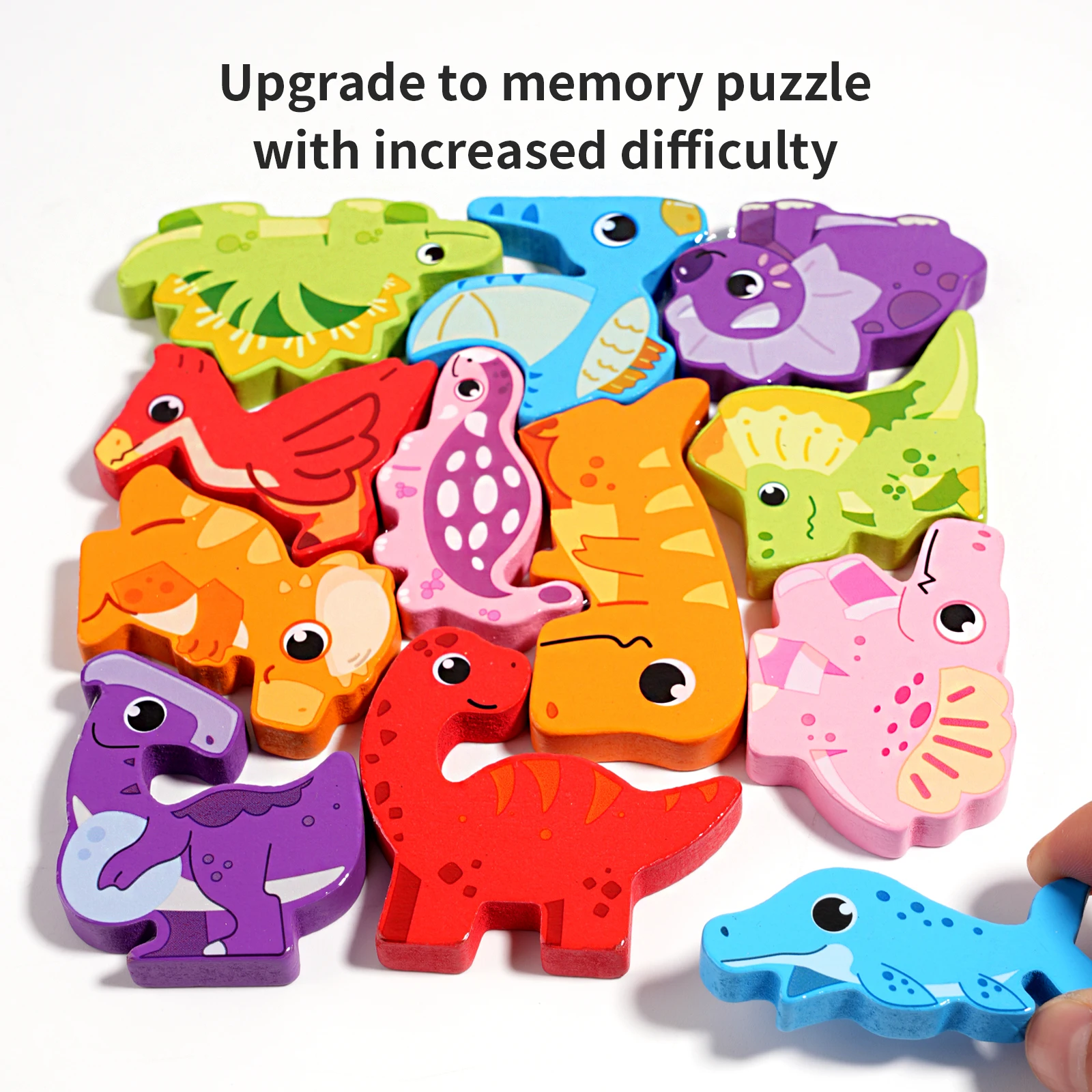 New Wooden 3D Chunky Puzzles Set, Animals/Dinosaur/Food STEM Early Education Toy Montessori Preschool Building Blocks for Kids
