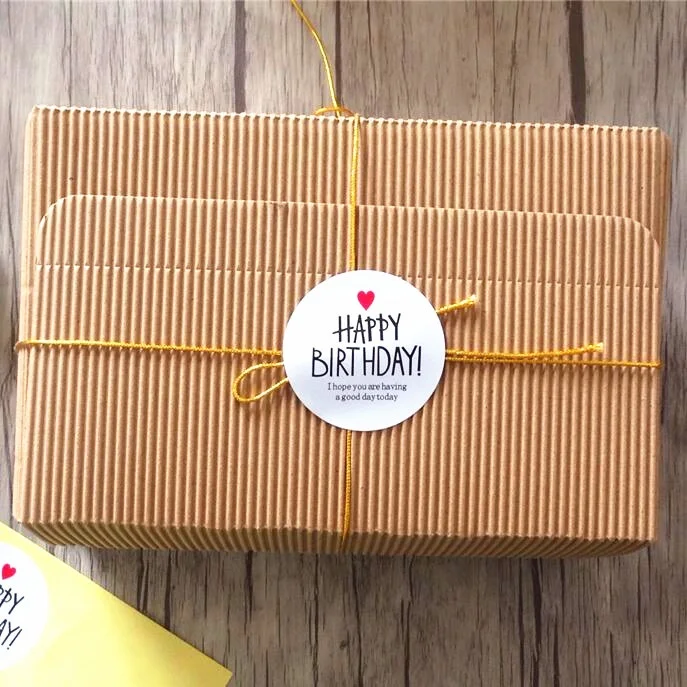 Birthday HAPPY BIRTHDAY Red Heart Black Seal Adhesive Kraft Seal Sticker 80pcs/lot self adhesive stickers adhesive stickers smiley stickers gift box stickers kraft paper stickers