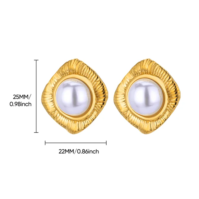 Boucles d'oreilles circulaires pour femmes, Vintage, Punk, Baroque, perles, Clip d'oreille en acier inoxydable, bijoux pour femmes, Imitation de perles, cadeau Mujer