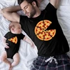 Funny Pizza and Pizza Slice Print Family Matching Shirts Cotton Dad and Daughter Son Kids Tshirts Baby Rompers Father's Day Gift 1